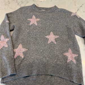 Lou & Grey for LOFT Women’s Gray with Pink Star Pattern Sweater, size XS, EUC